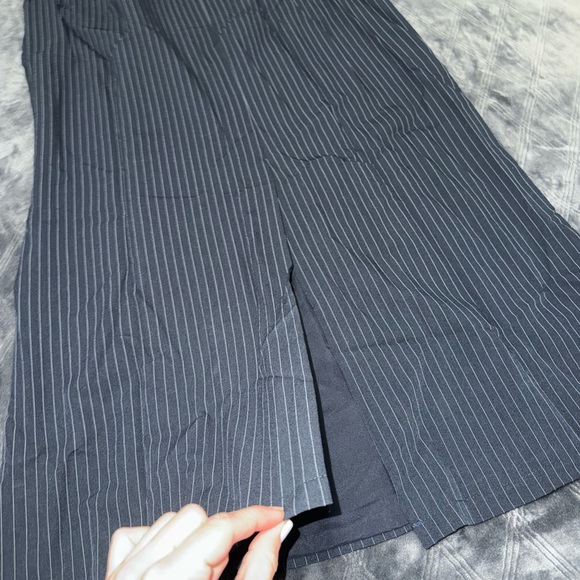 Cider Navy Pinstripe Drawstring Maxi Skirt - Picture 5 of 6
